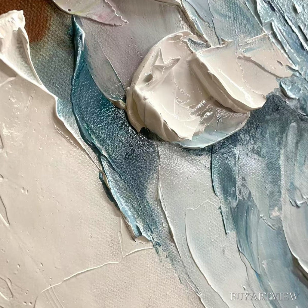ARTOVITAS Frozen Tide – Textured Abstract Blue and White Oil Painting - image 6