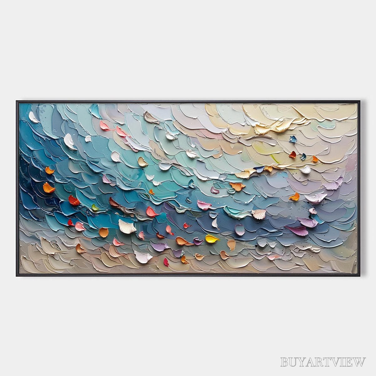 ARTOVITAS Coral Dream – Textured Abstract Seascape Oil Painting - image 1