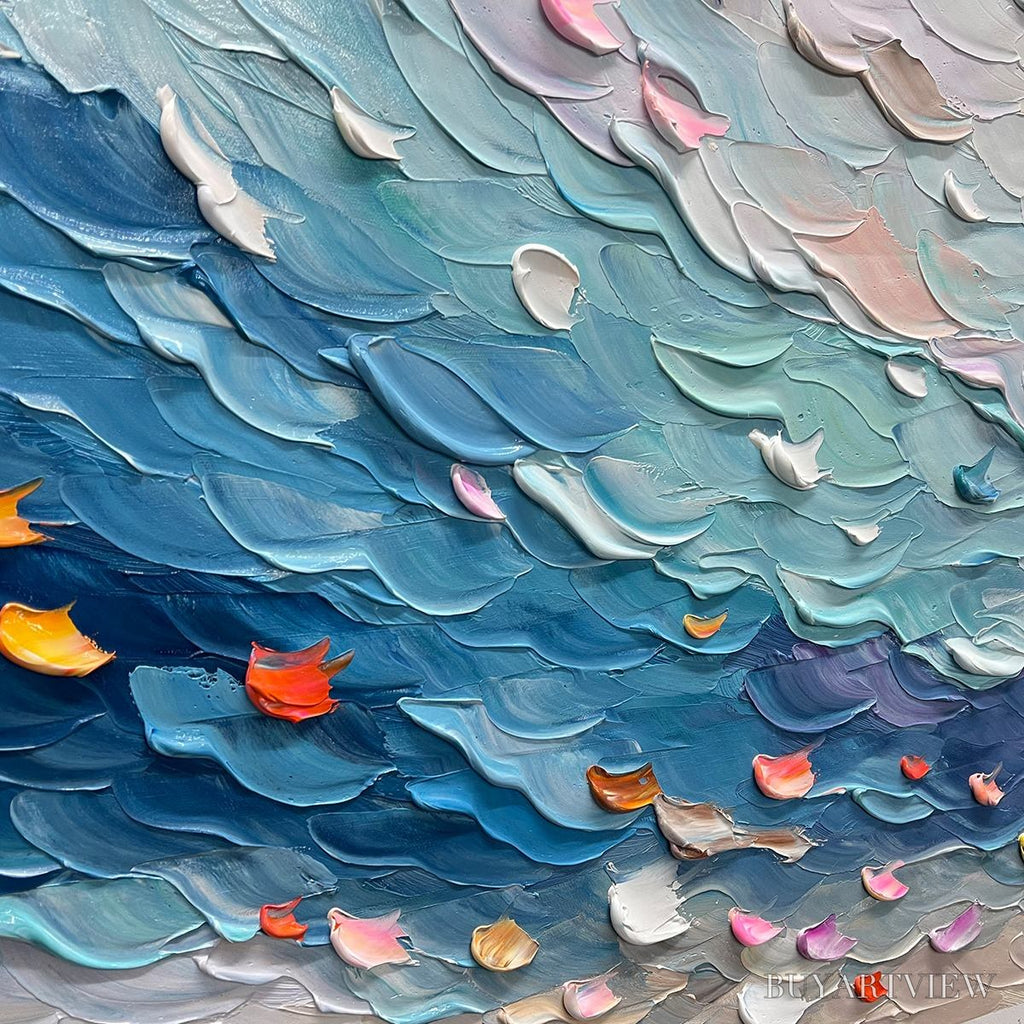 ARTOVITAS Coral Dream – Textured Abstract Seascape Oil Painting - image 3