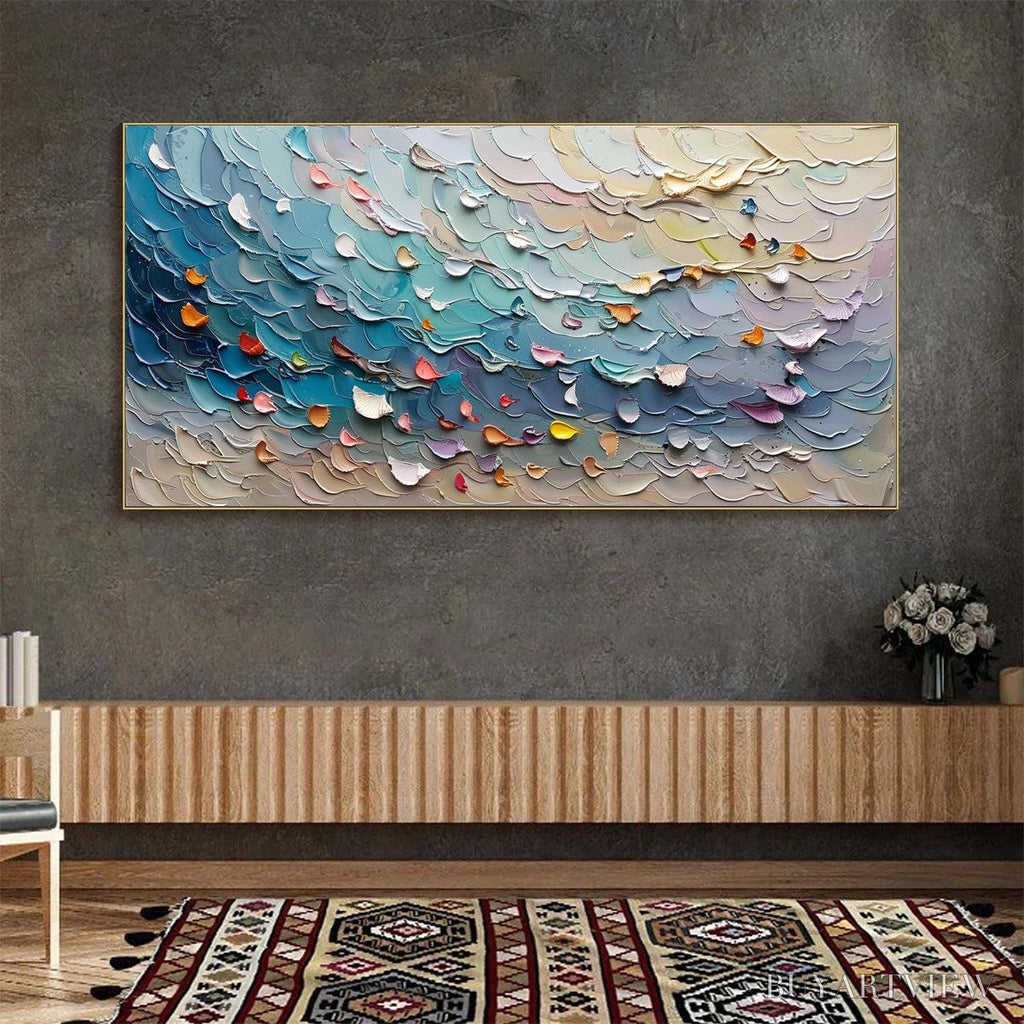 ARTOVITAS Coral Dream – Textured Abstract Seascape Oil Painting - image 4