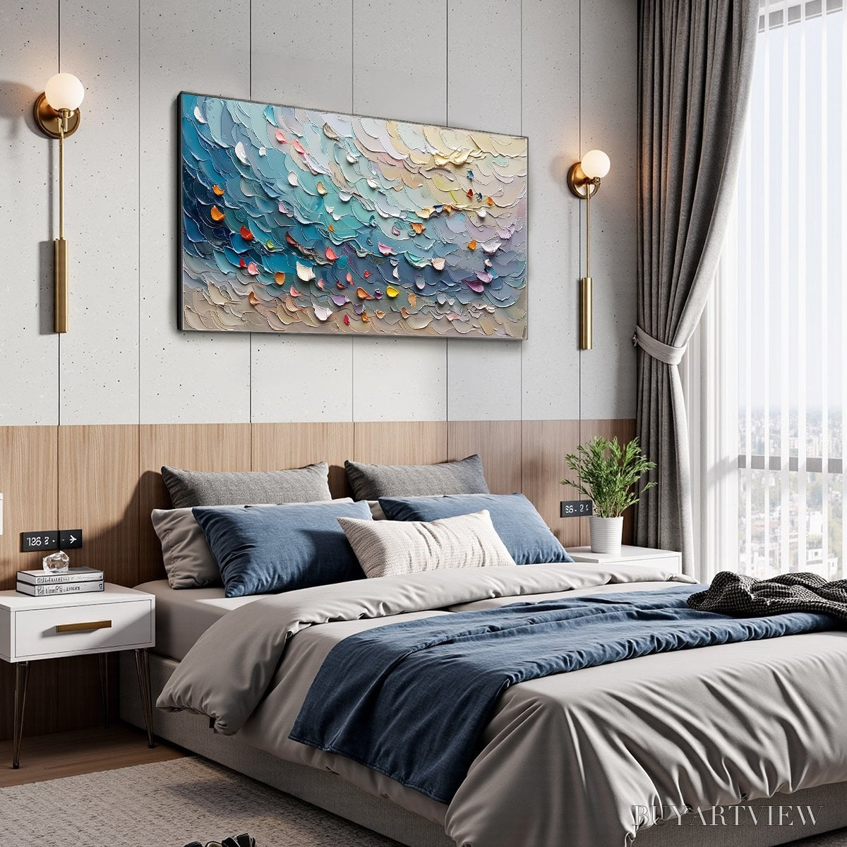 ARTOVITAS Coral Dream – Textured Abstract Seascape Oil Painting - image 5