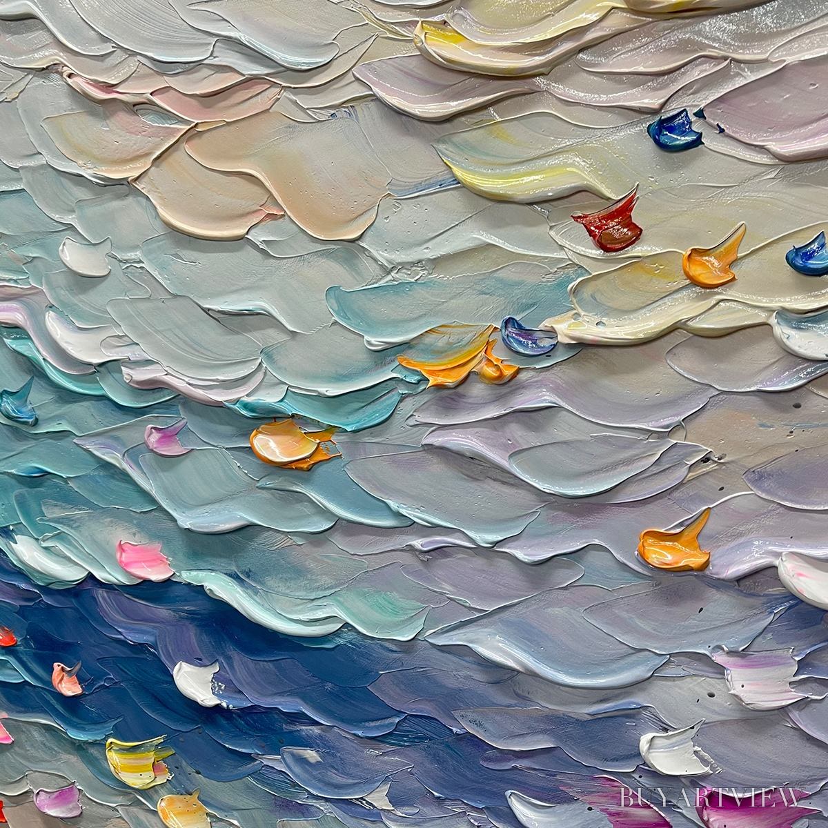 ARTOVITAS Coral Dream – Textured Abstract Seascape Oil Painting - image 6