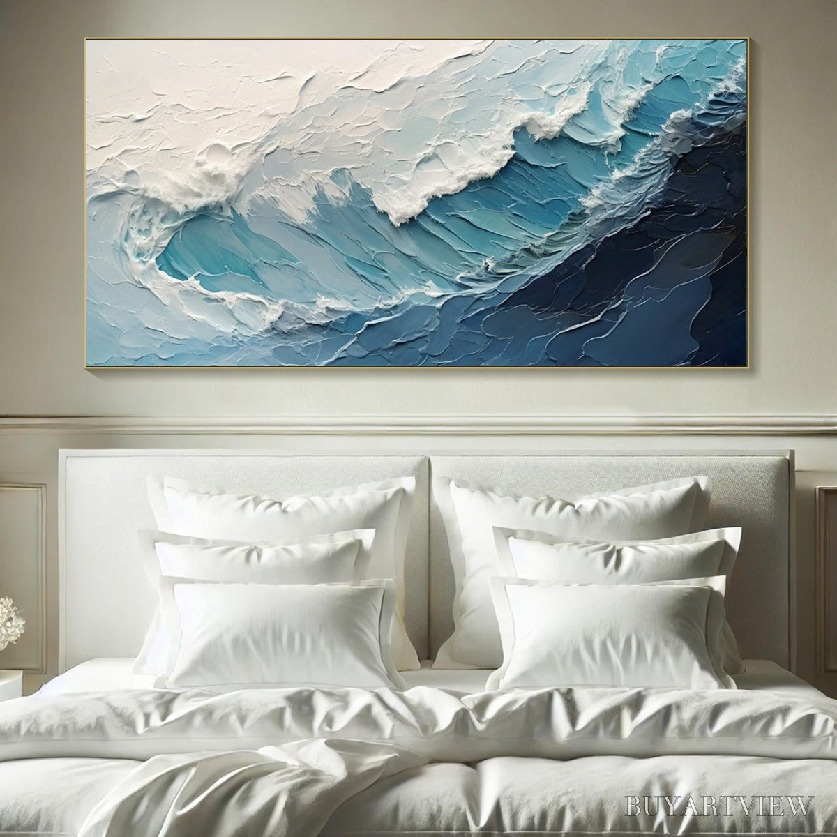 ARTOVITAS Azure Crest – Ocean Waves Abstract Impasto Oil Painting - image 2