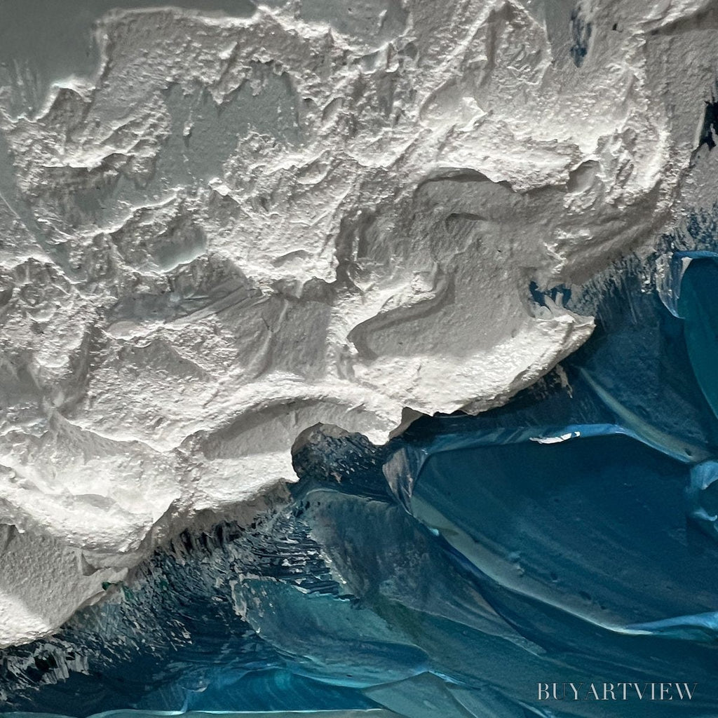 ARTOVITAS Azure Crest – Ocean Waves Abstract Impasto Oil Painting - image 3