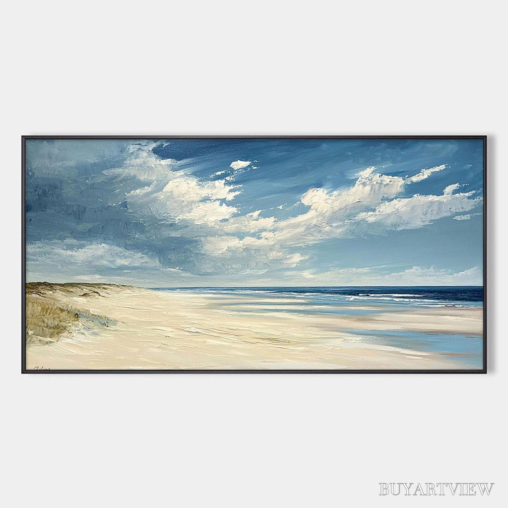ARTOVITAS Seaside Serenity – Textured Coastal Beach Oil Painting - image 1