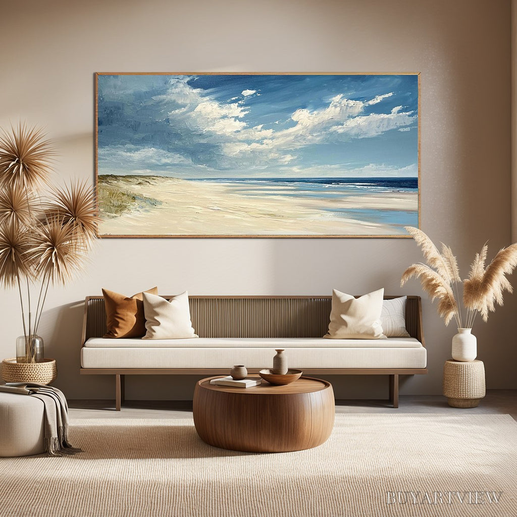 ARTOVITAS Seaside Serenity – Textured Coastal Beach Oil Painting - image 2