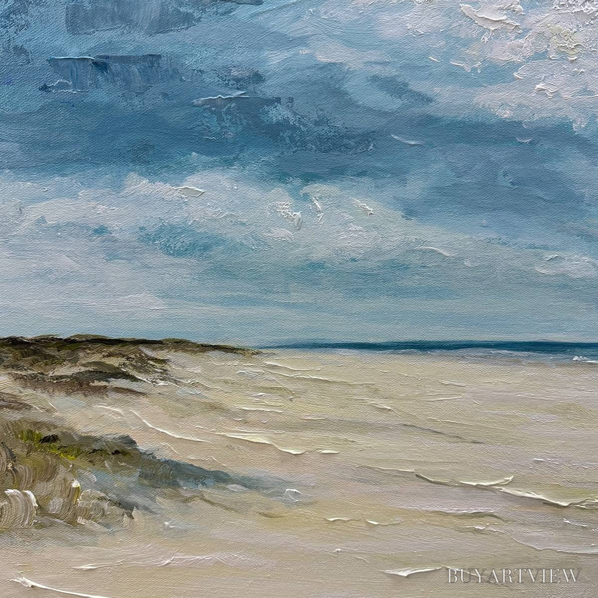 ARTOVITAS Seaside Serenity – Textured Coastal Beach Oil Painting - image 3