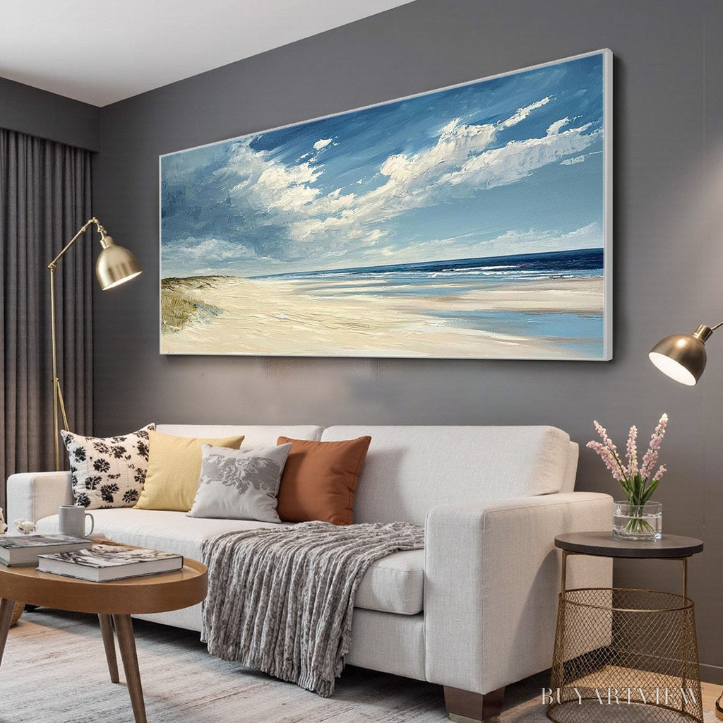 ARTOVITAS Seaside Serenity – Textured Coastal Beach Oil Painting - image 4