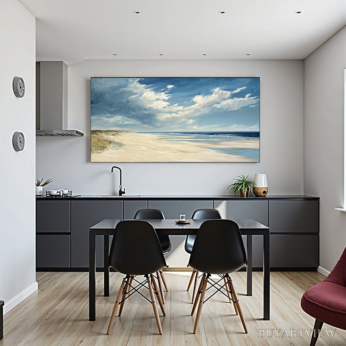 ARTOVITAS Seaside Serenity – Textured Coastal Beach Oil Painting - image 5