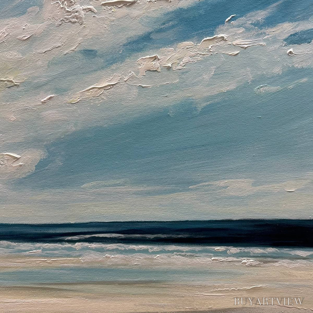 ARTOVITAS Seaside Serenity – Textured Coastal Beach Oil Painting - image 6