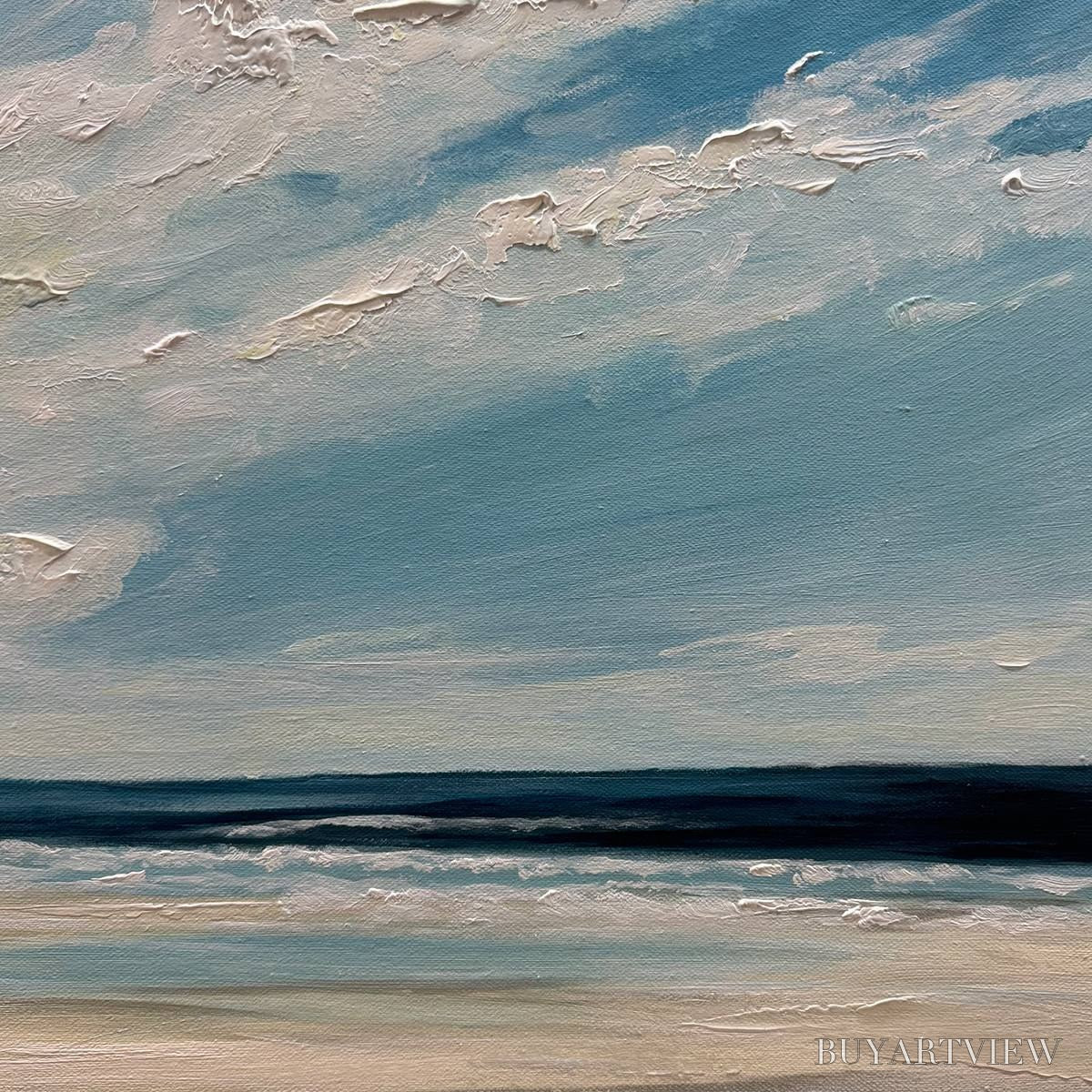 ARTOVITAS Seaside Serenity – Textured Coastal Beach Oil Painting - image 6