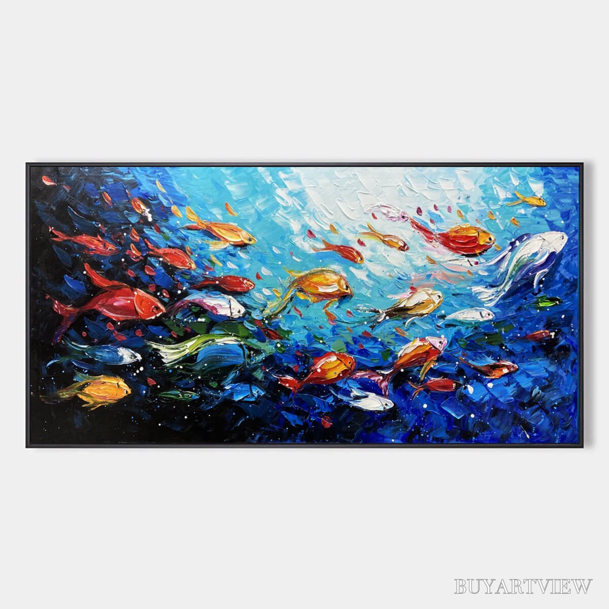 ARTOVITAS Ocean'S Jewels – Textured Impasto Colorful Fish Oil Painting - image 1