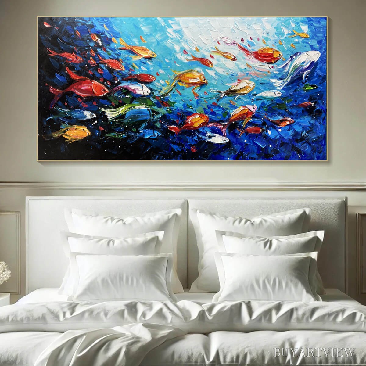 ARTOVITAS Ocean'S Jewels – Textured Impasto Colorful Fish Oil Painting - image 2