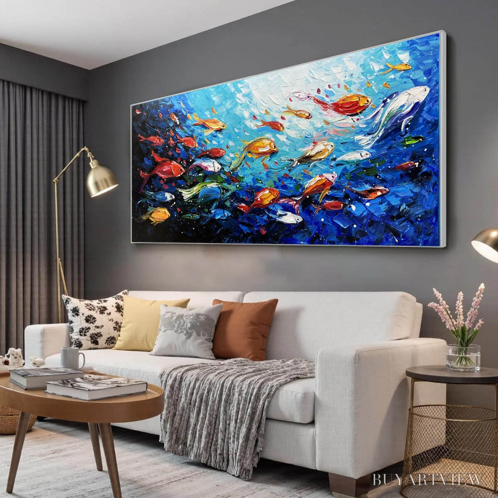 ARTOVITAS Ocean'S Jewels – Textured Impasto Colorful Fish Oil Painting - image 4