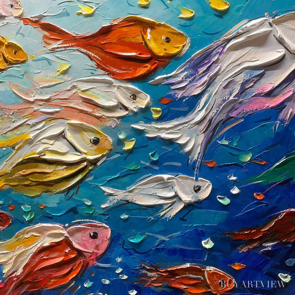ARTOVITAS Ocean'S Jewels – Textured Impasto Colorful Fish Oil Painting - image 6