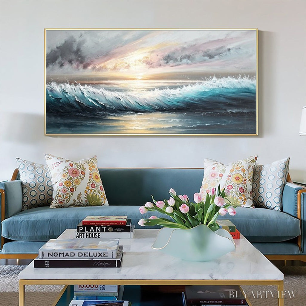 ARTOVITAS Dusk Tide – Ocean Waves Seascape Oil Painting - image 6