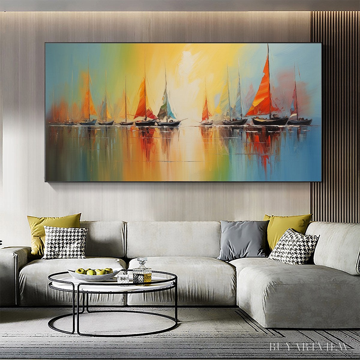 ARTOVITAS Regatta Dawn – Colorful Seascape Oil Painting - image 2