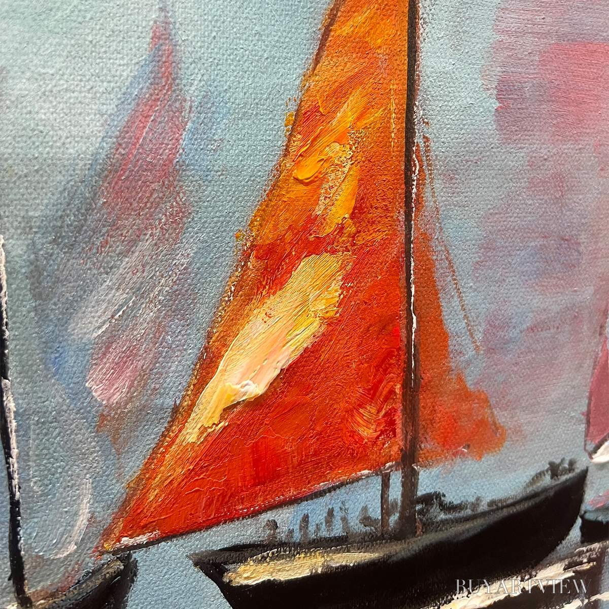 ARTOVITAS Regatta Dawn – Colorful Seascape Oil Painting - image 3