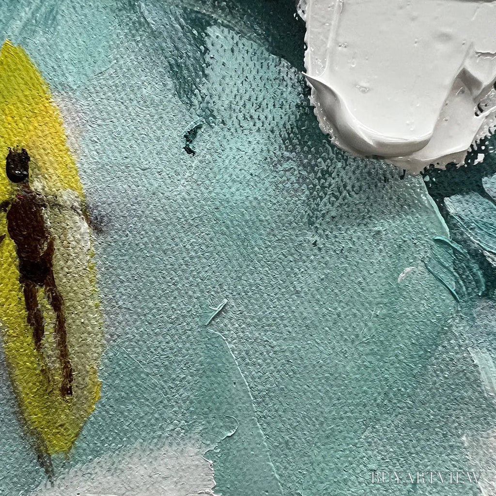 ARTOVITAS Catching the Wave – Ocean Surfers Impasto Oil Painting on Canvas - image 5