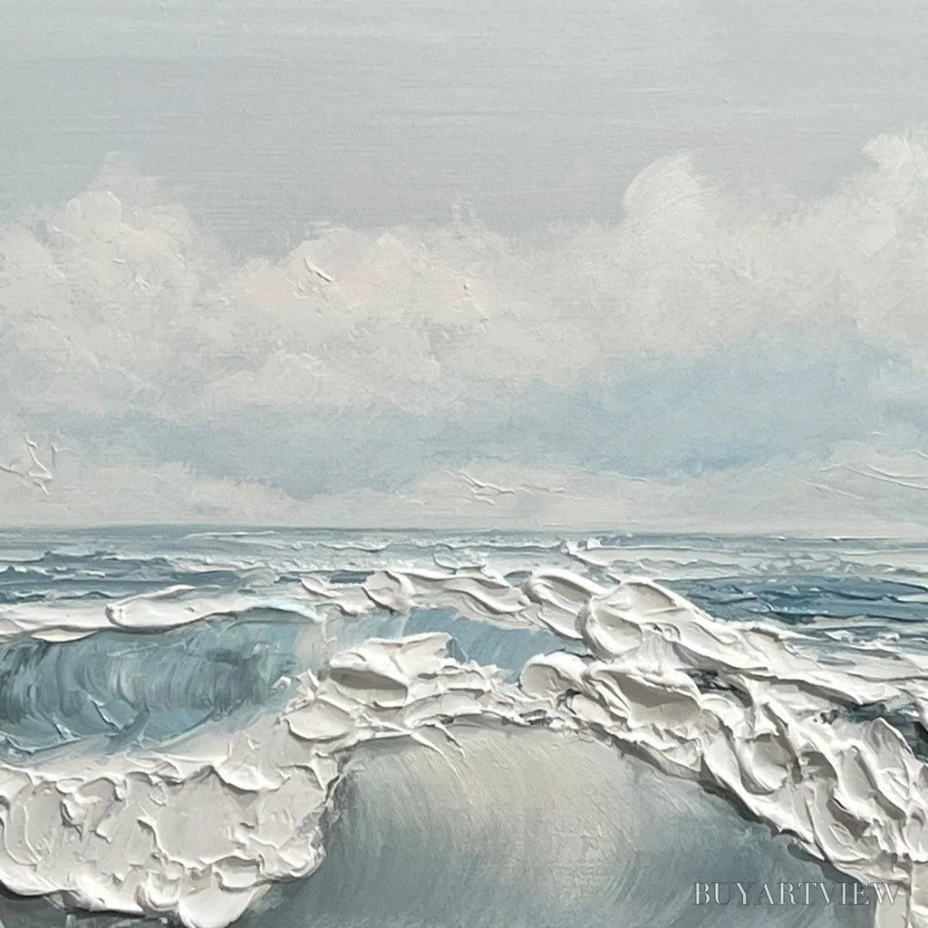 ARTOVITAS Coastal Serenity – Textured Ocean Waves Seascape Oil Painting - image 5