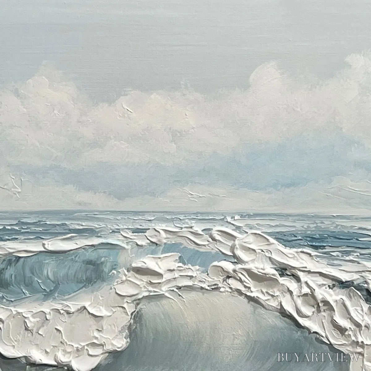ARTOVITAS Coastal Serenity – Textured Ocean Waves Seascape Oil Painting - image 5