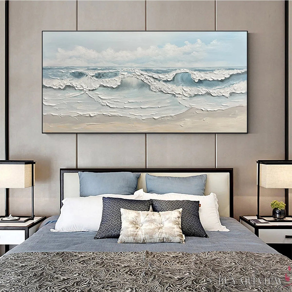 ARTOVITAS Coastal Serenity – Textured Ocean Waves Seascape Oil Painting - image 6