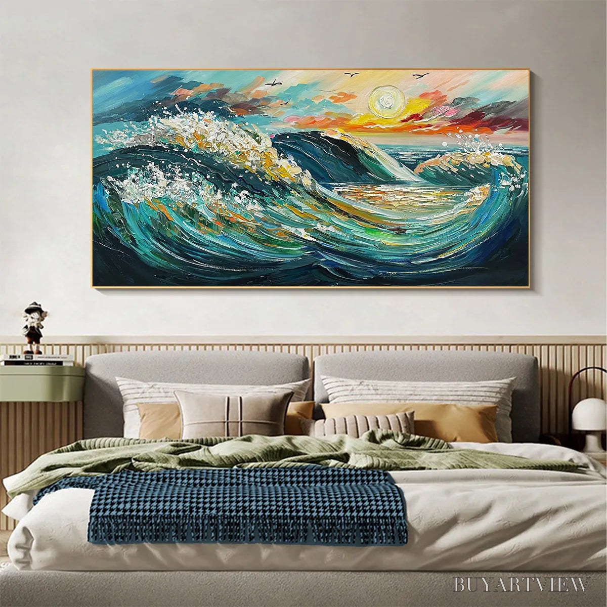ARTOVITAS Oceanic Pulse – Hand-Textured Seascape Oil Painting with Gold Leaf Accents - image 2