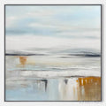 ARTOVITAS Coastal Serenity – Abstract Coastal Landscape Painting in Soft Blues and Neutrals - image 1
