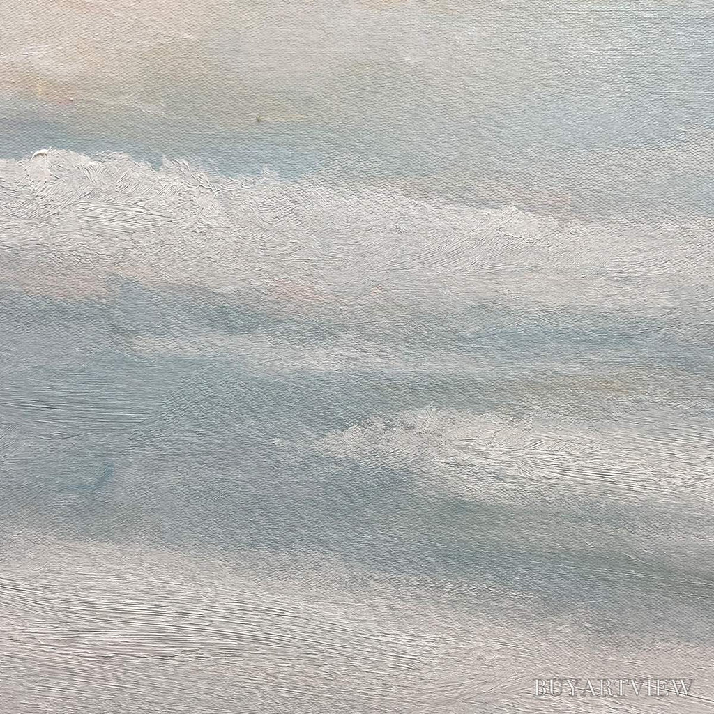 ARTOVITAS Coastal Serenity – Abstract Coastal Landscape Painting in Soft Blues and Neutrals - image 3