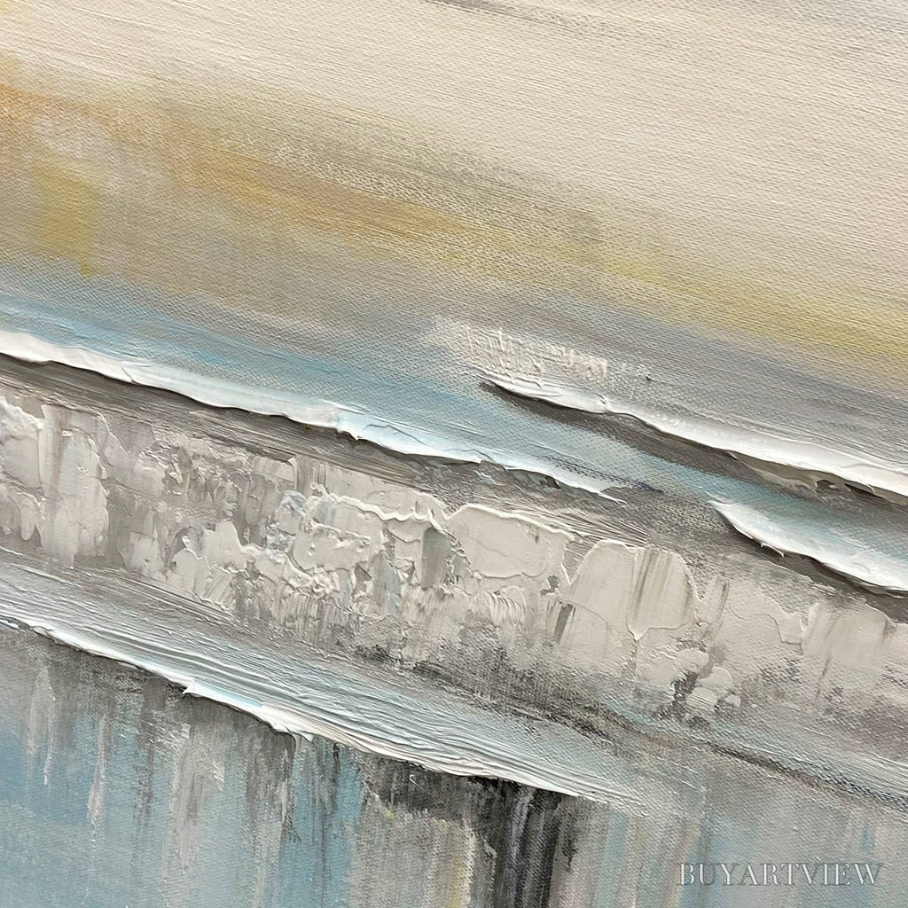 ARTOVITAS Coastal Serenity – Abstract Coastal Landscape Painting in Soft Blues and Neutrals - image 5