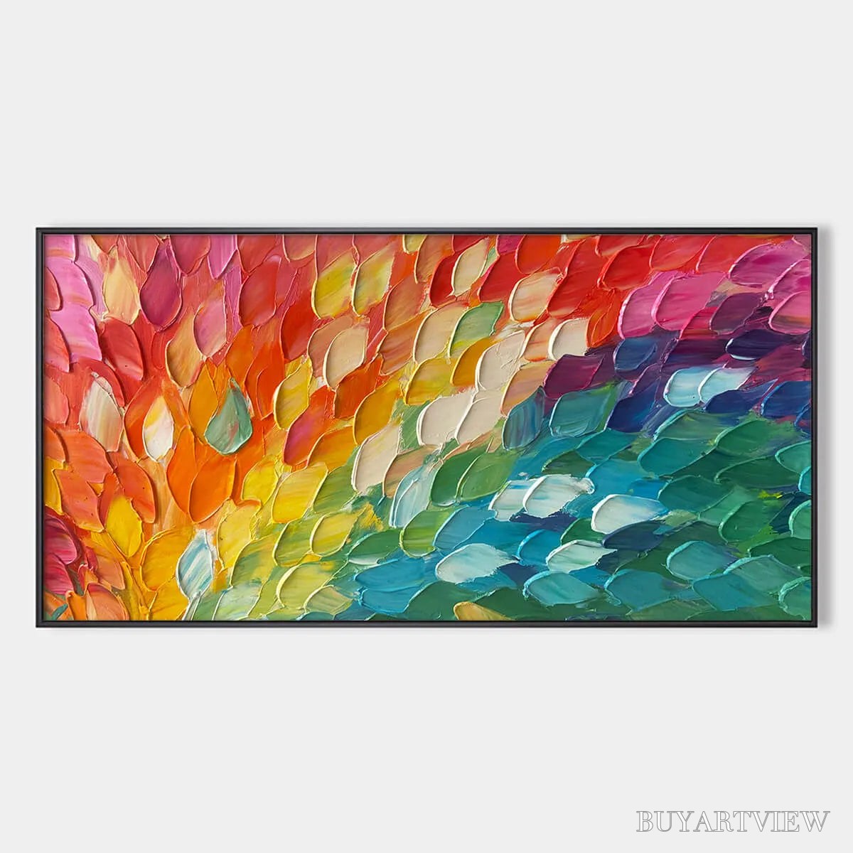 ARTOVITAS Chroma Wave – Textured Abstract Rainbow Oil Painting - image 1