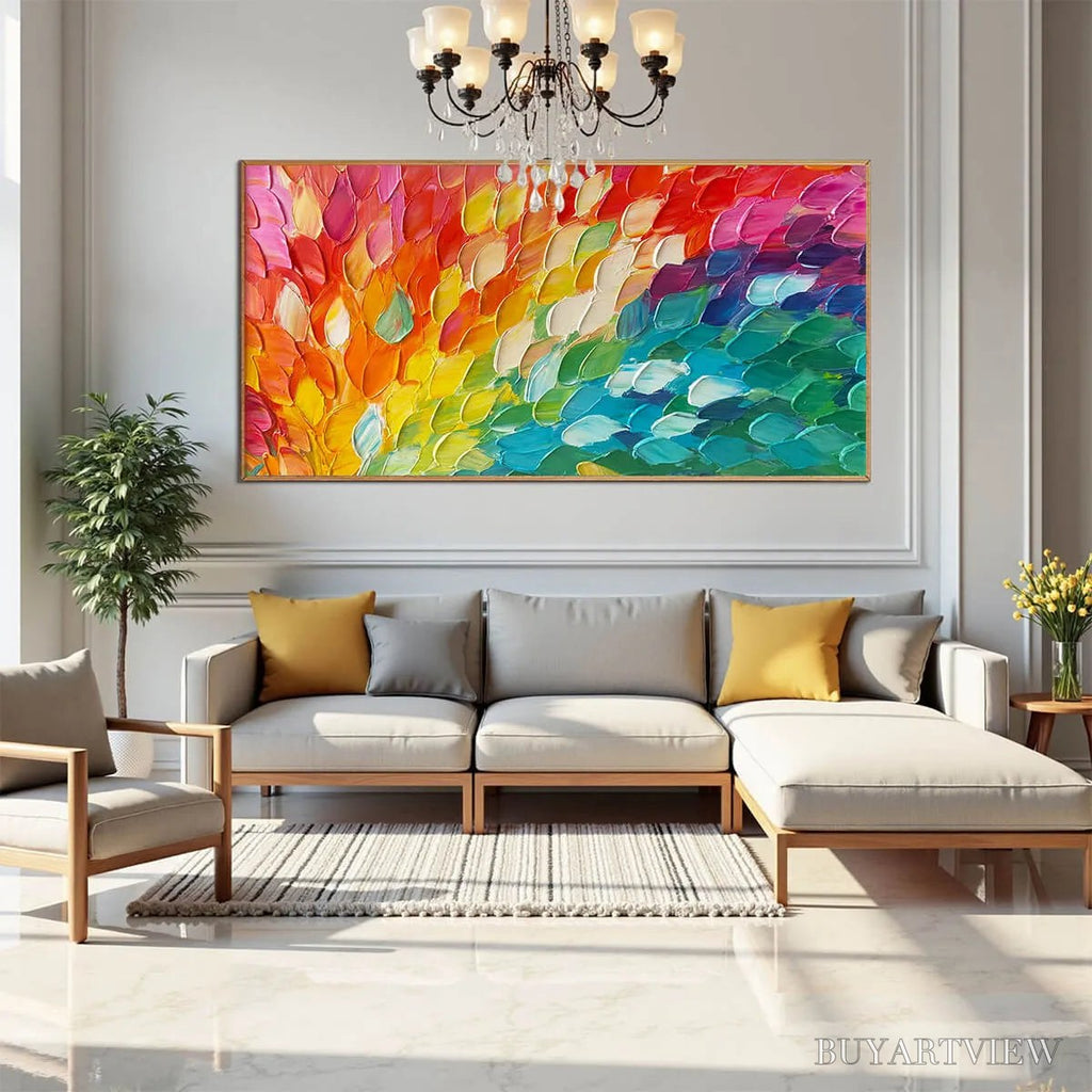 ARTOVITAS Chroma Wave – Textured Abstract Rainbow Oil Painting - image 2