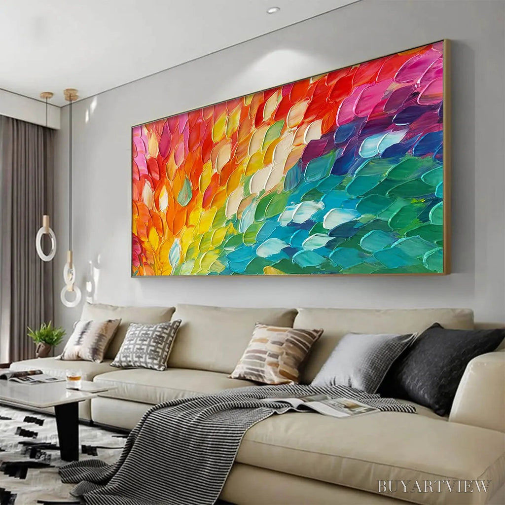 ARTOVITAS Chroma Wave – Textured Abstract Rainbow Oil Painting - image 4