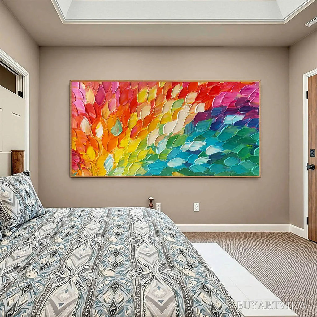 ARTOVITAS Chroma Wave – Textured Abstract Rainbow Oil Painting - image 6