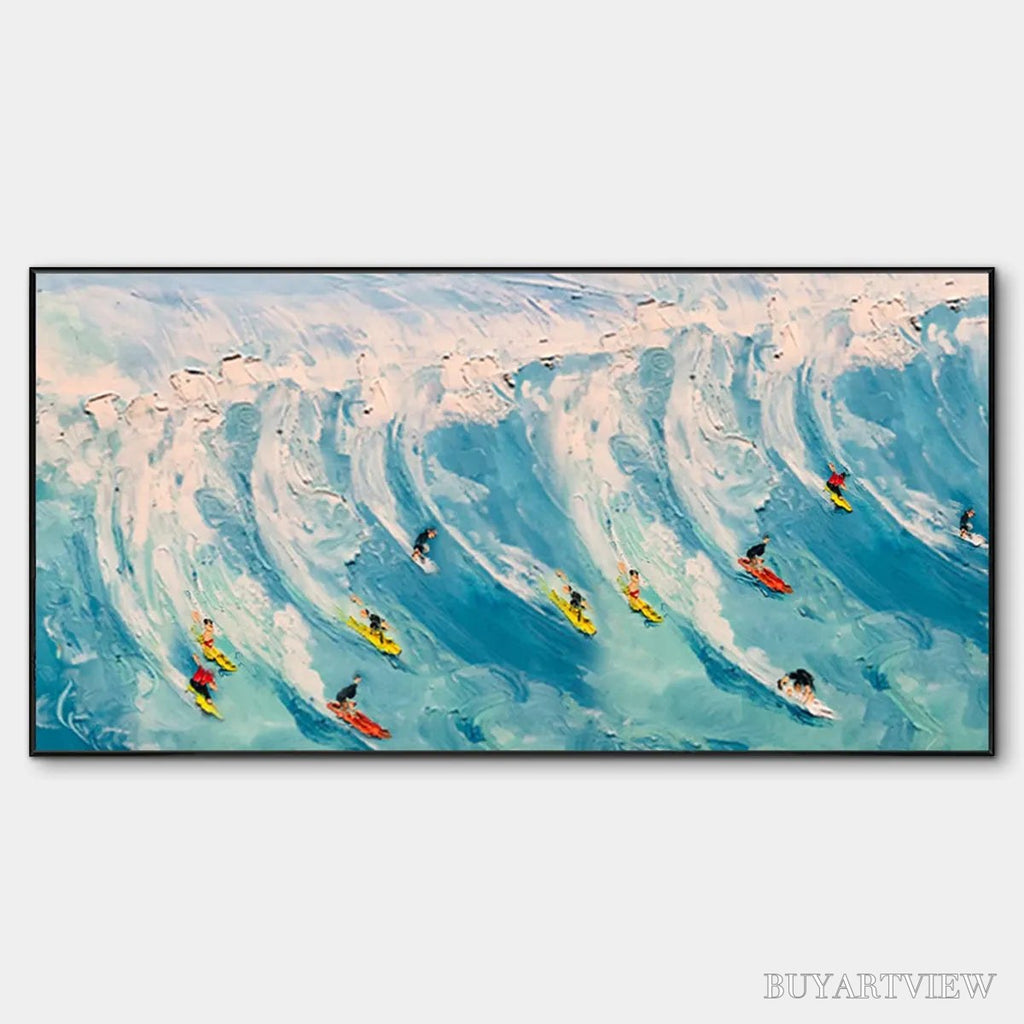 ARTOVITAS Wave Riders – Ocean Painting of Surfers in Motion - image 1