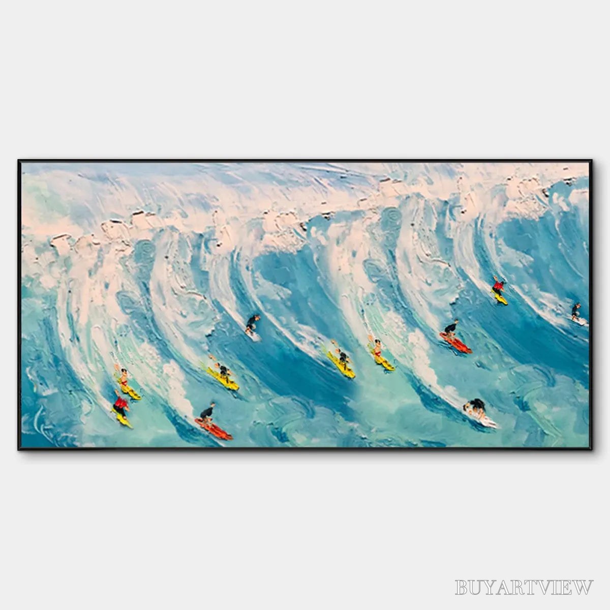 ARTOVITAS Wave Riders – Ocean Painting of Surfers in Motion - image 1