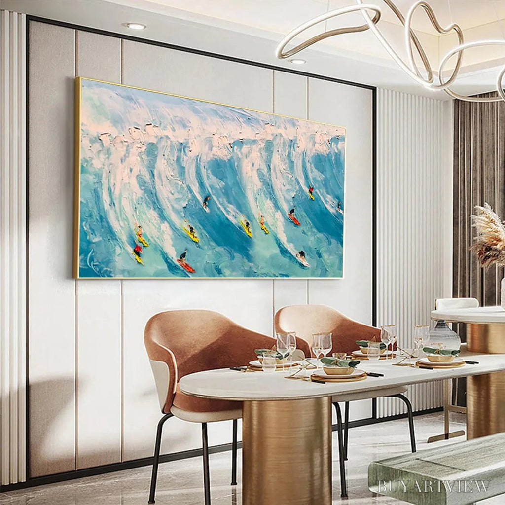 ARTOVITAS Wave Riders – Ocean Painting of Surfers in Motion - image 2