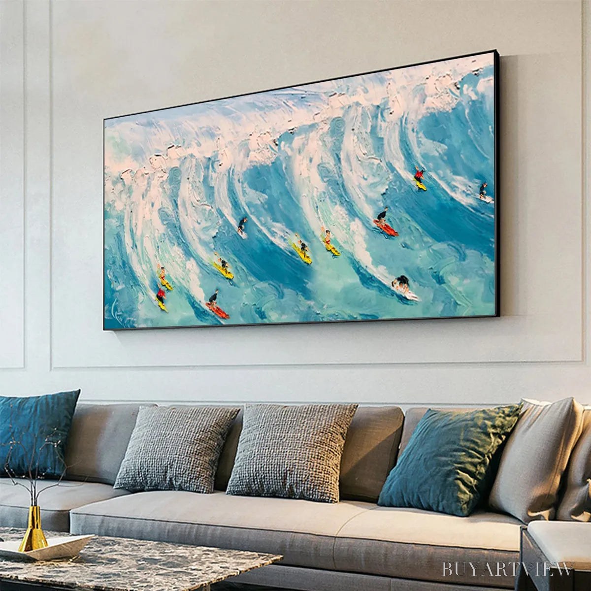 ARTOVITAS Wave Riders – Ocean Painting of Surfers in Motion - image 6