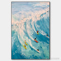 ARTOVITAS Catching the Wave – Vertical Ocean Painting of Surfers Riding a Wave - image 1