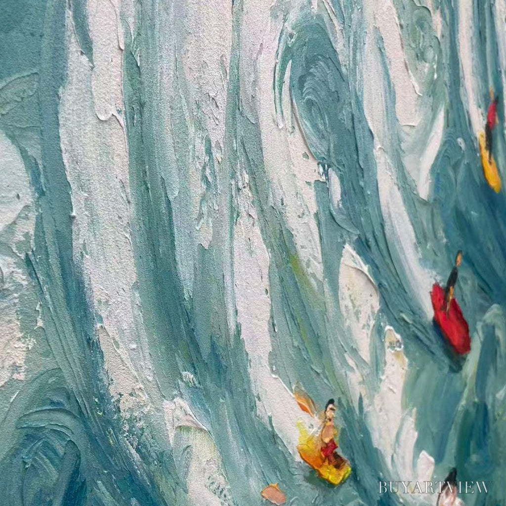 ARTOVITAS Catching the Wave – Vertical Ocean Painting of Surfers Riding a Wave - image 6