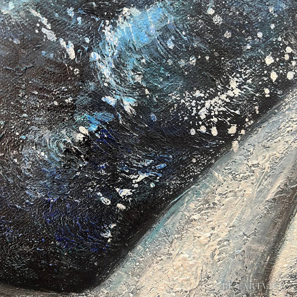 ARTOVITAS Whale'S Grace – Textured Whale Tail Painting, Ocean Animal Art, Blue, Living Room, Bedroom, Office - image 3