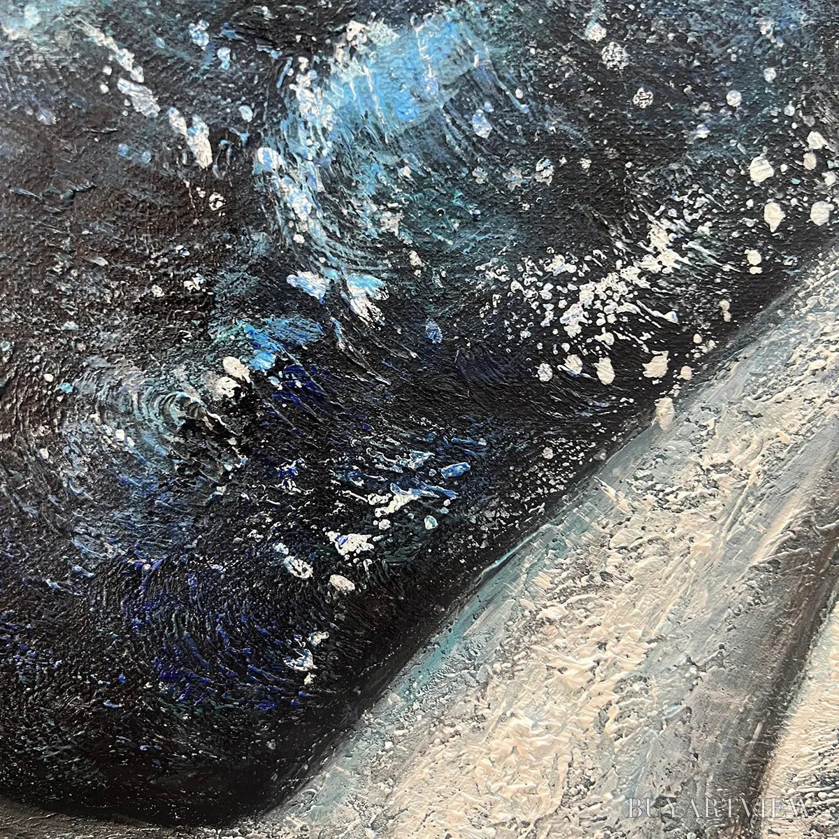ARTOVITAS Whale'S Grace – Textured Whale Tail Painting, Ocean Animal Art, Blue, Living Room, Bedroom, Office - image 3