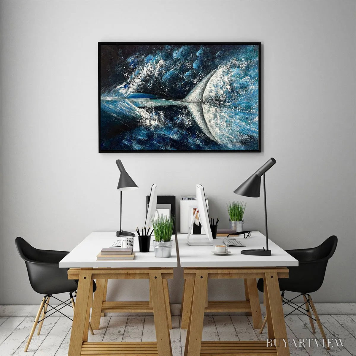 ARTOVITAS Whale'S Grace – Textured Whale Tail Painting, Ocean Animal Art, Blue, Living Room, Bedroom, Office - image 6