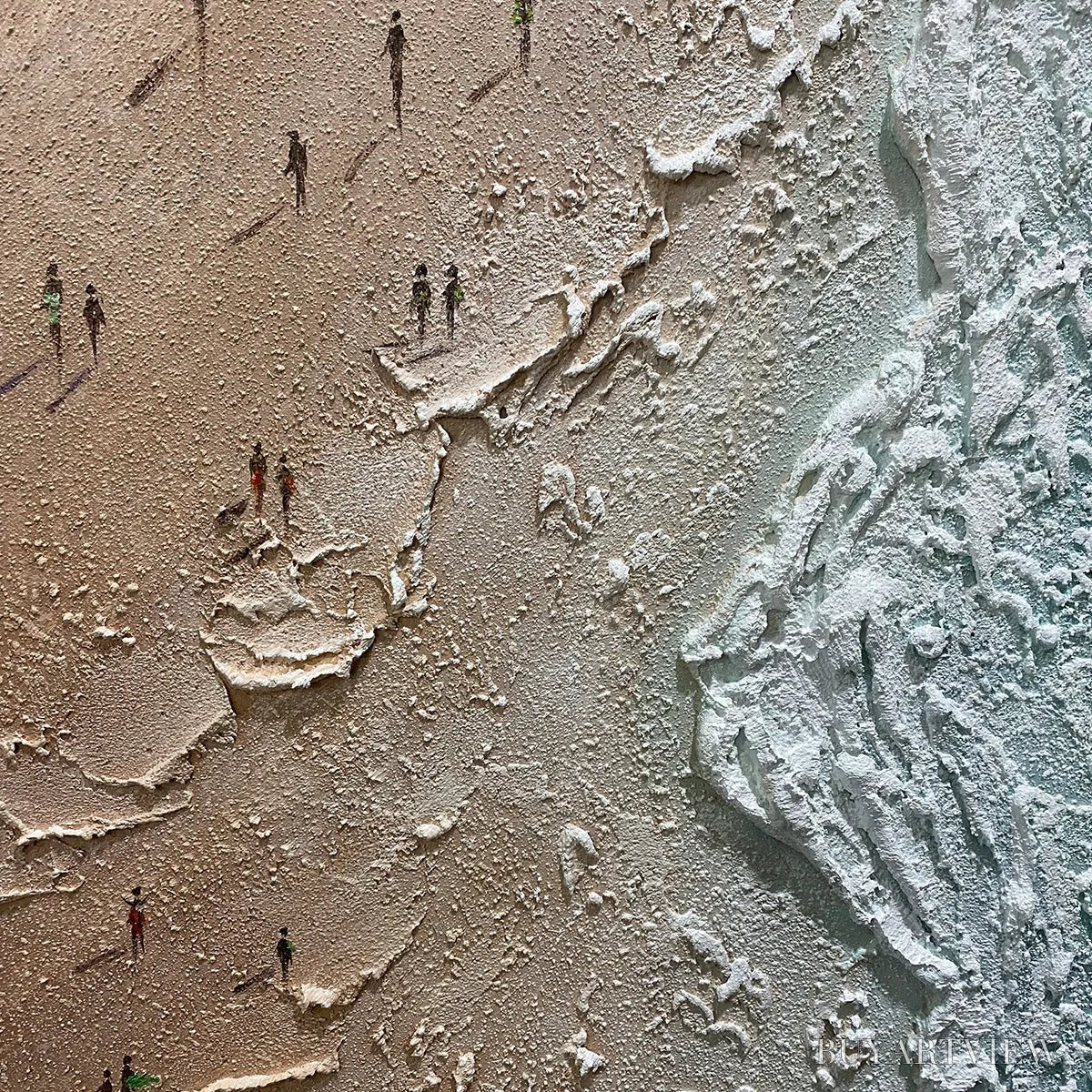 ARTOVITAS Coastal Serenity – Textured Beach Painting, Ocean View, Beige, Blue, Living Room, Bedroom - image 3