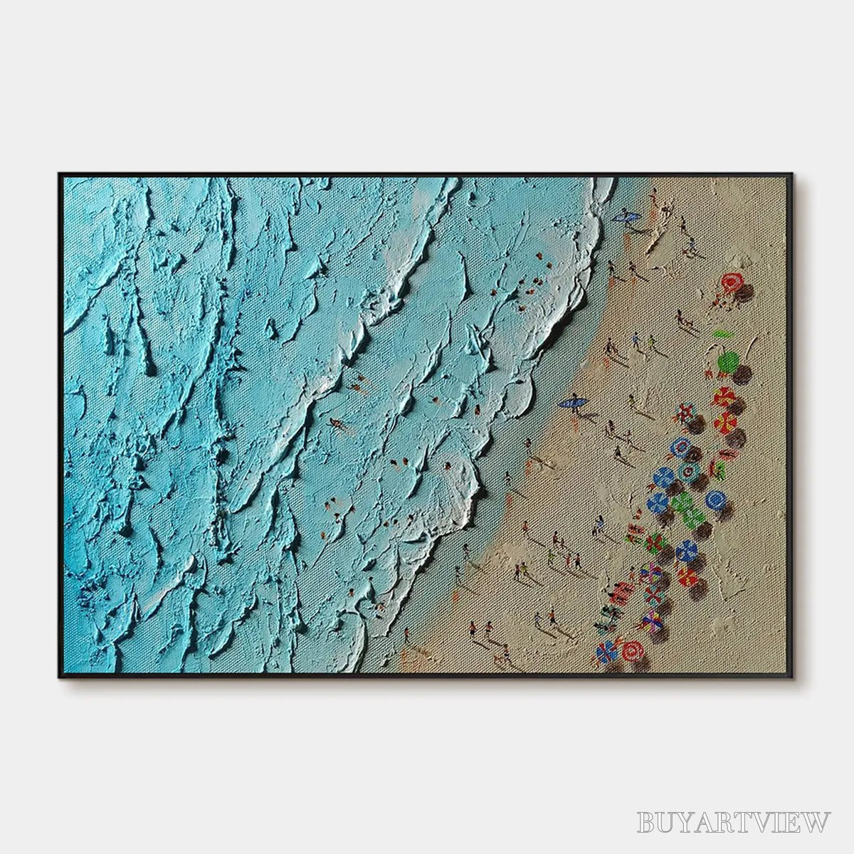 ARTOVITAS Aerial Vista – Impasto Beach Scene Oil Painting - image 1