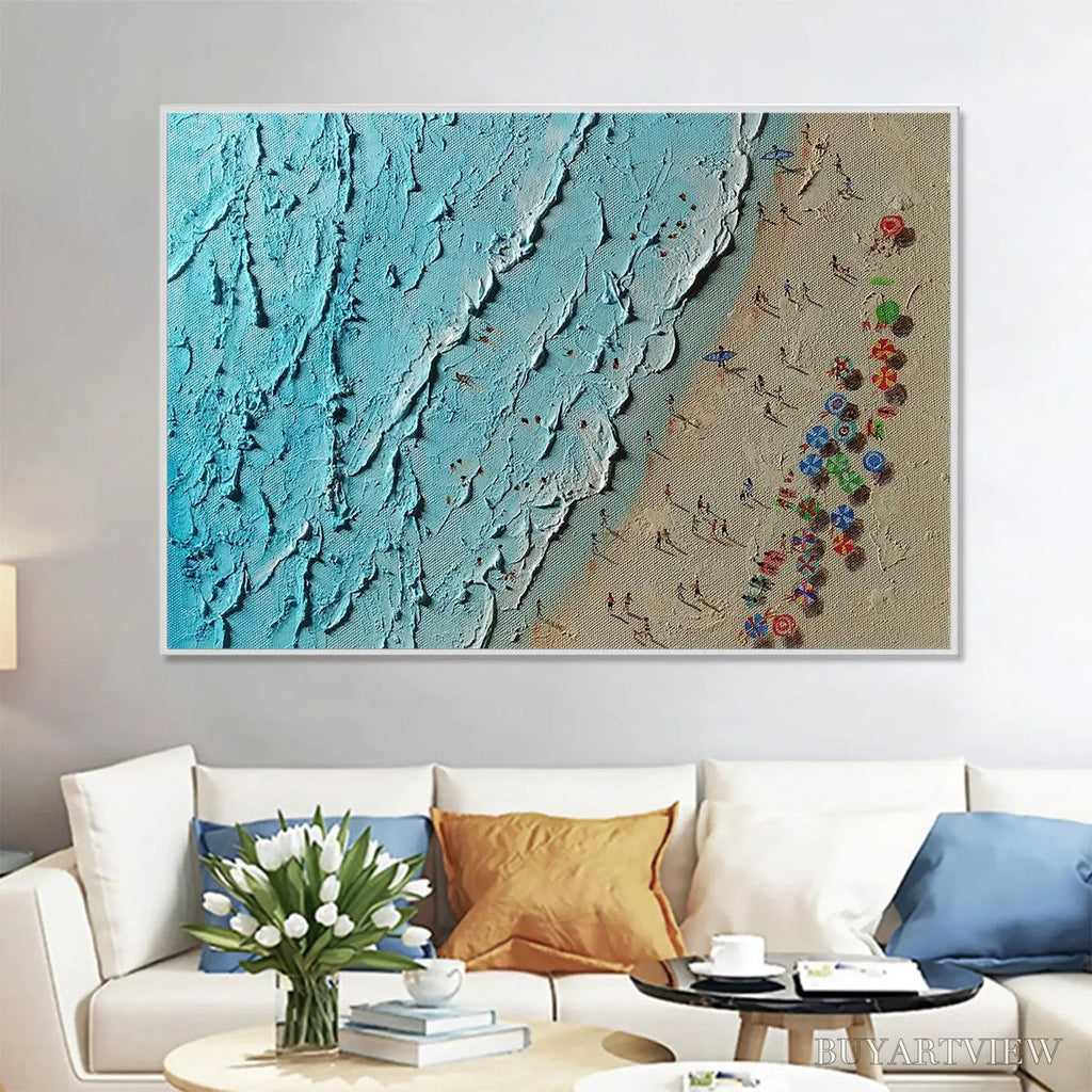 ARTOVITAS Aerial Vista – Impasto Beach Scene Oil Painting - image 2