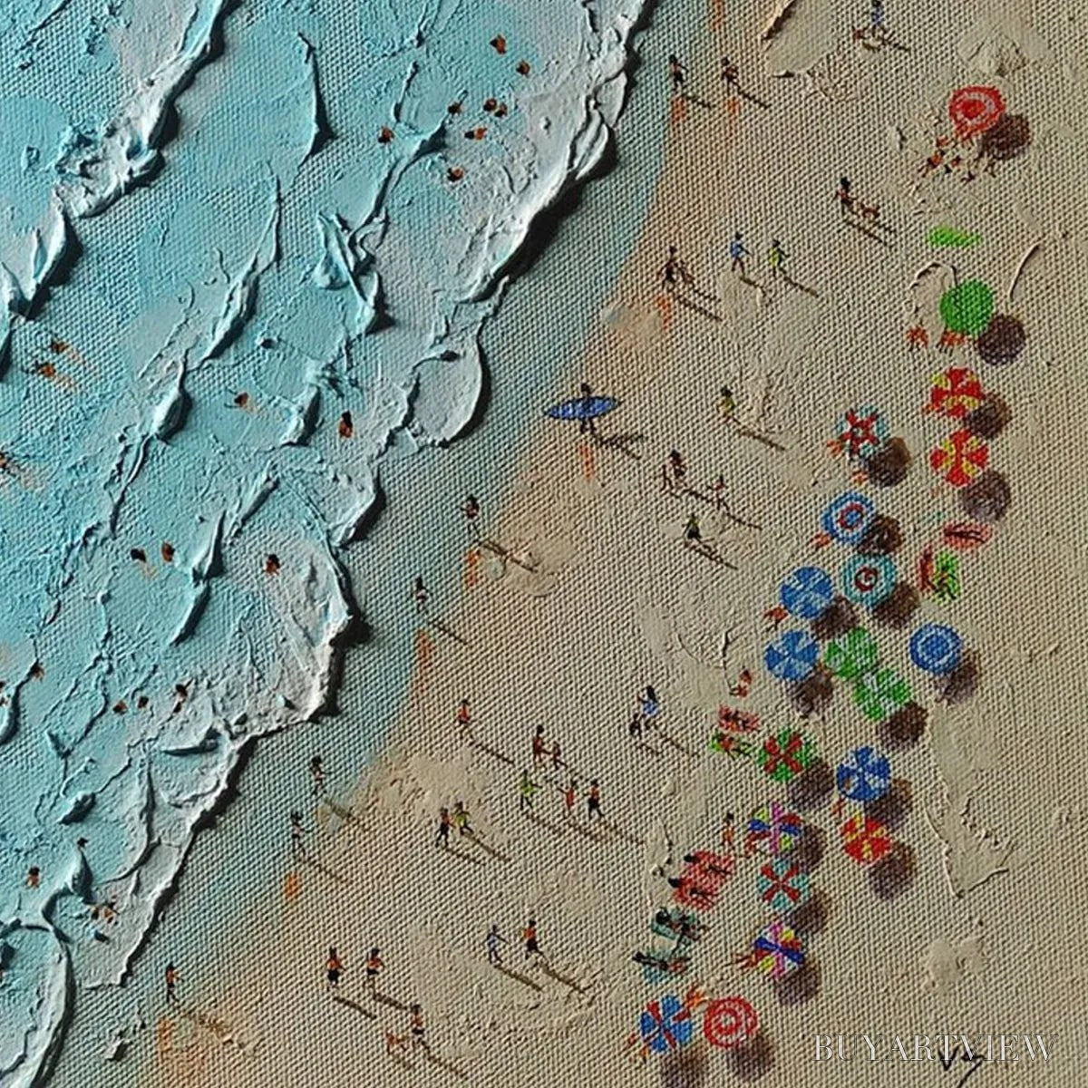 ARTOVITAS Aerial Vista – Impasto Beach Scene Oil Painting - image 3
