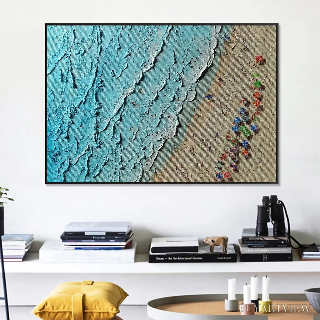 ARTOVITAS Aerial Vista – Impasto Beach Scene Oil Painting - image 4