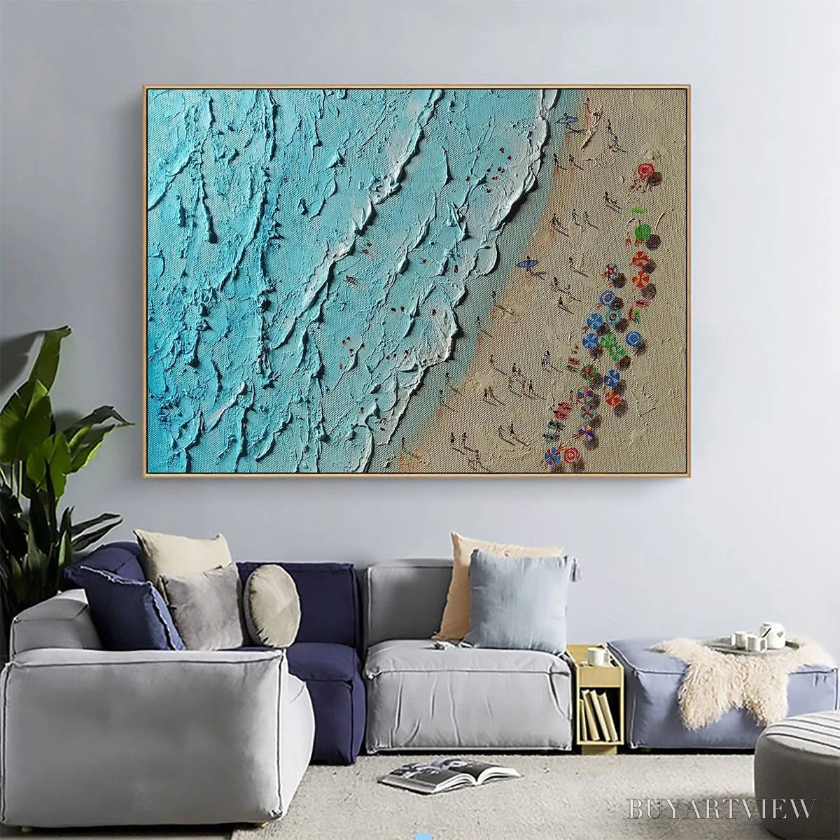 ARTOVITAS Aerial Vista – Impasto Beach Scene Oil Painting - image 6