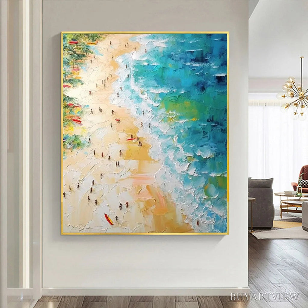 ARTOVITAS Tropical Paradise – Vertical Impasto Beach Scene Oil Painting - image 3